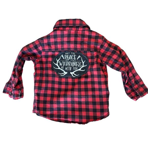 Outdoors Baby Plaid Flannel Shirt 12 Month Unique Peace of the Wilderness Be You - Picture 2 of 5